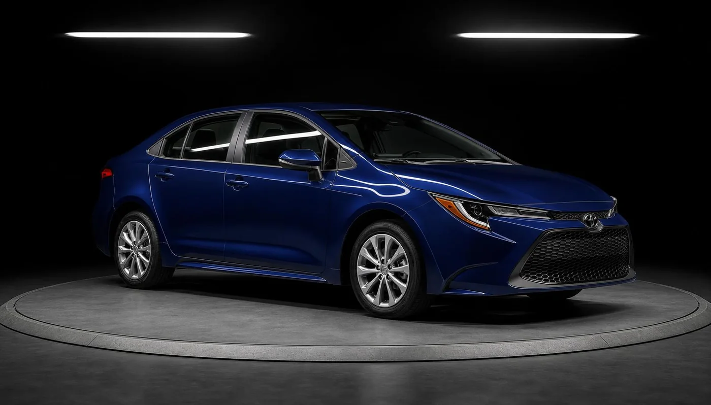 Toyota Corolla azul impecavelmente limpo e vitrificado após o detailing