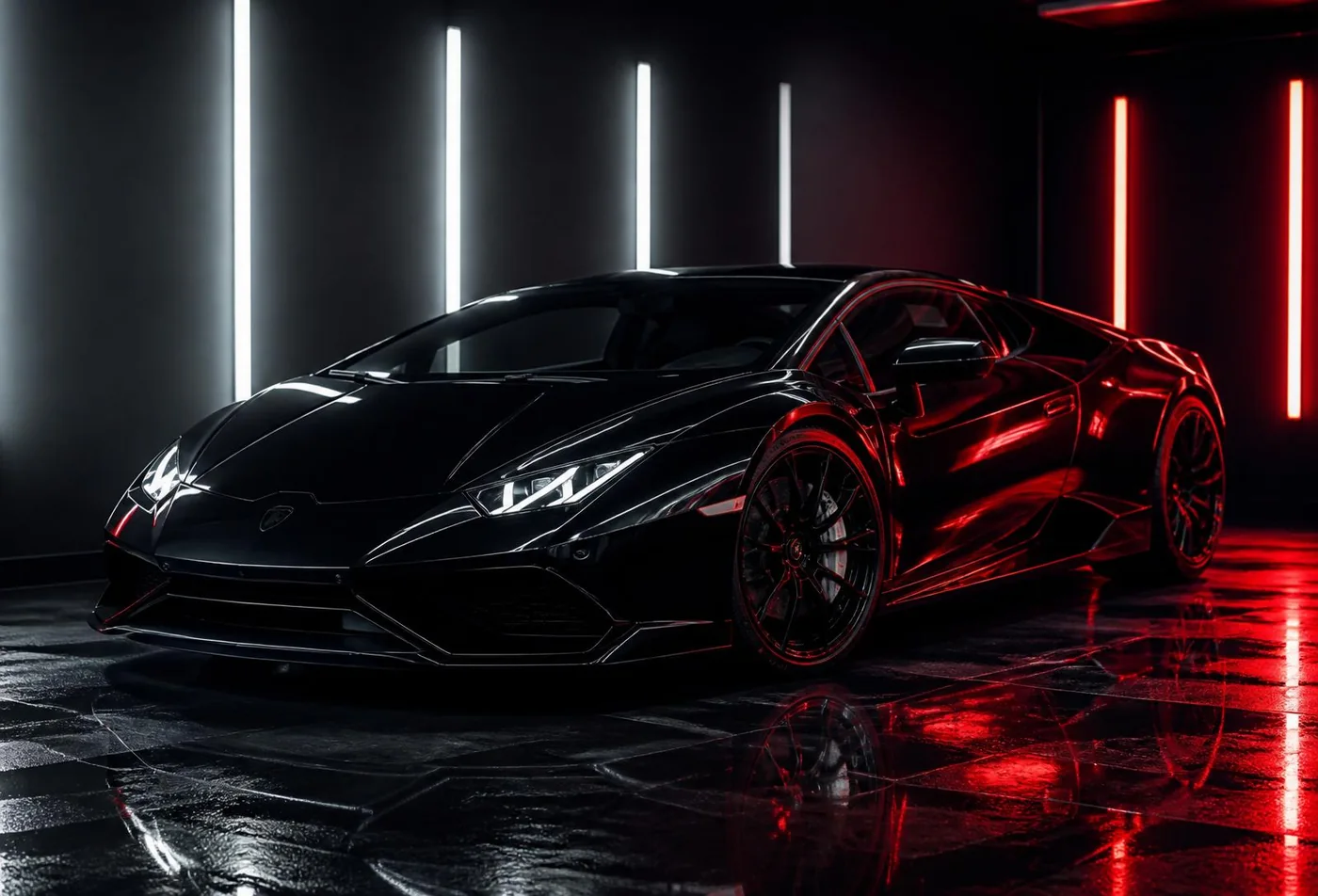 Carro esportivo em estúdio de estética automotiva premium